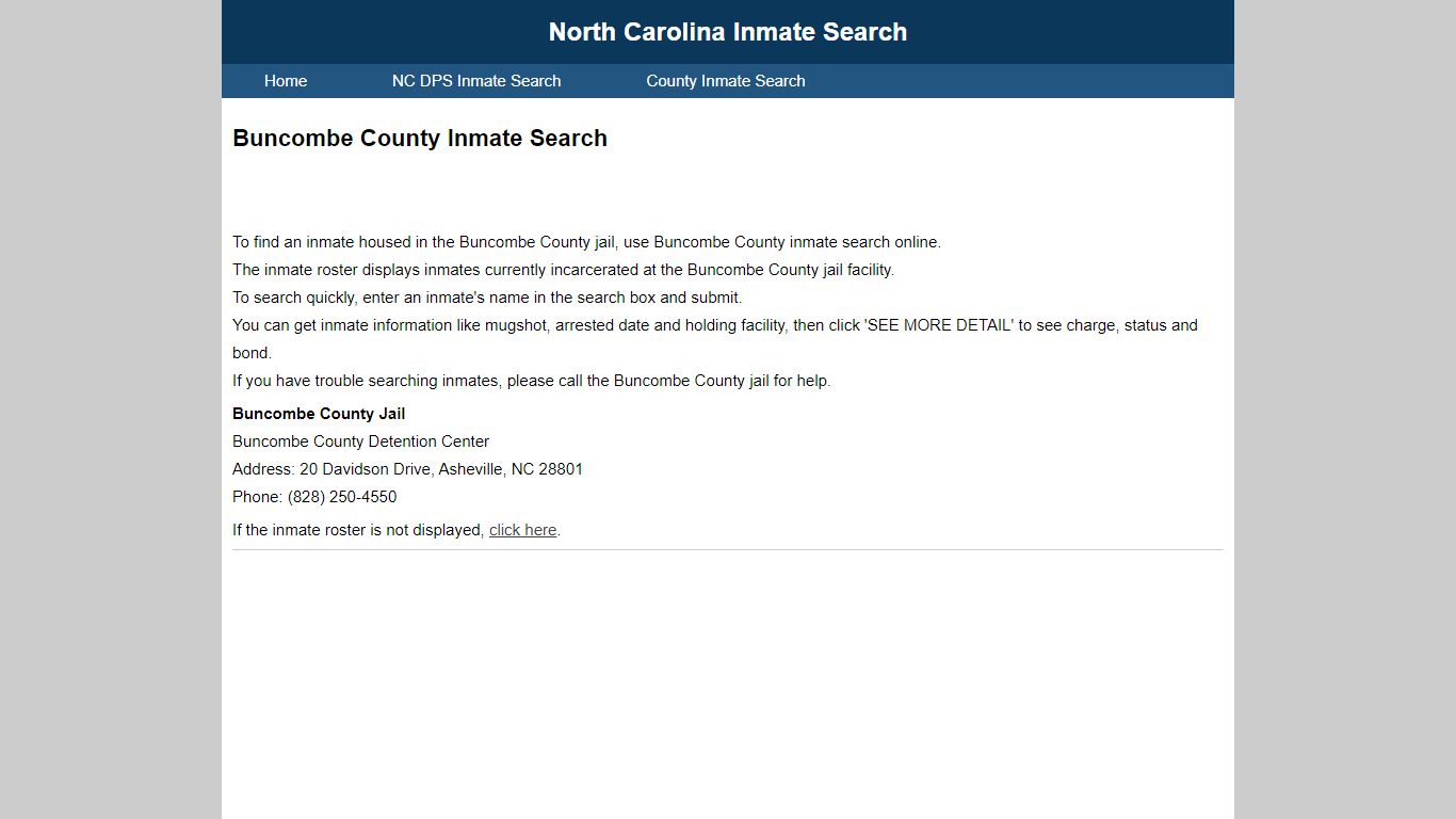 Buncombe County Inmate Search