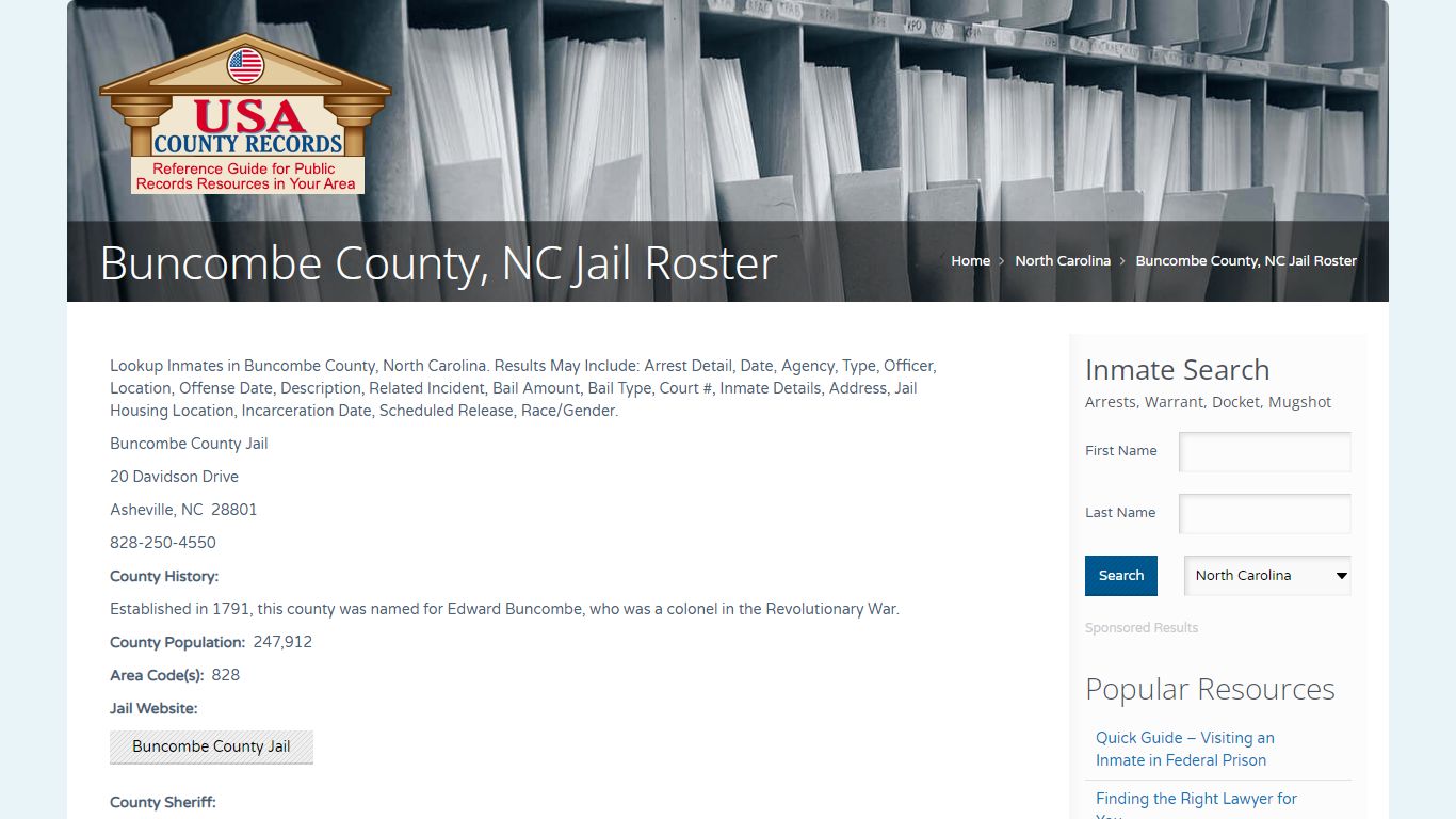 Buncombe County, NC Jail Roster | Name Search